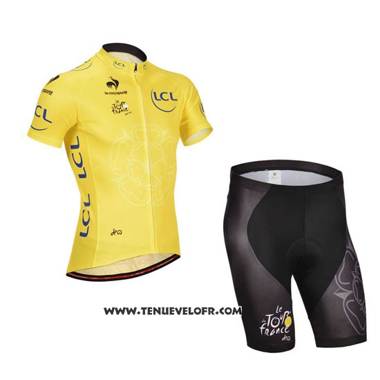 2014 Maillot Ciclismo Tour DE France Jaune Manches Courtes et Cuissard